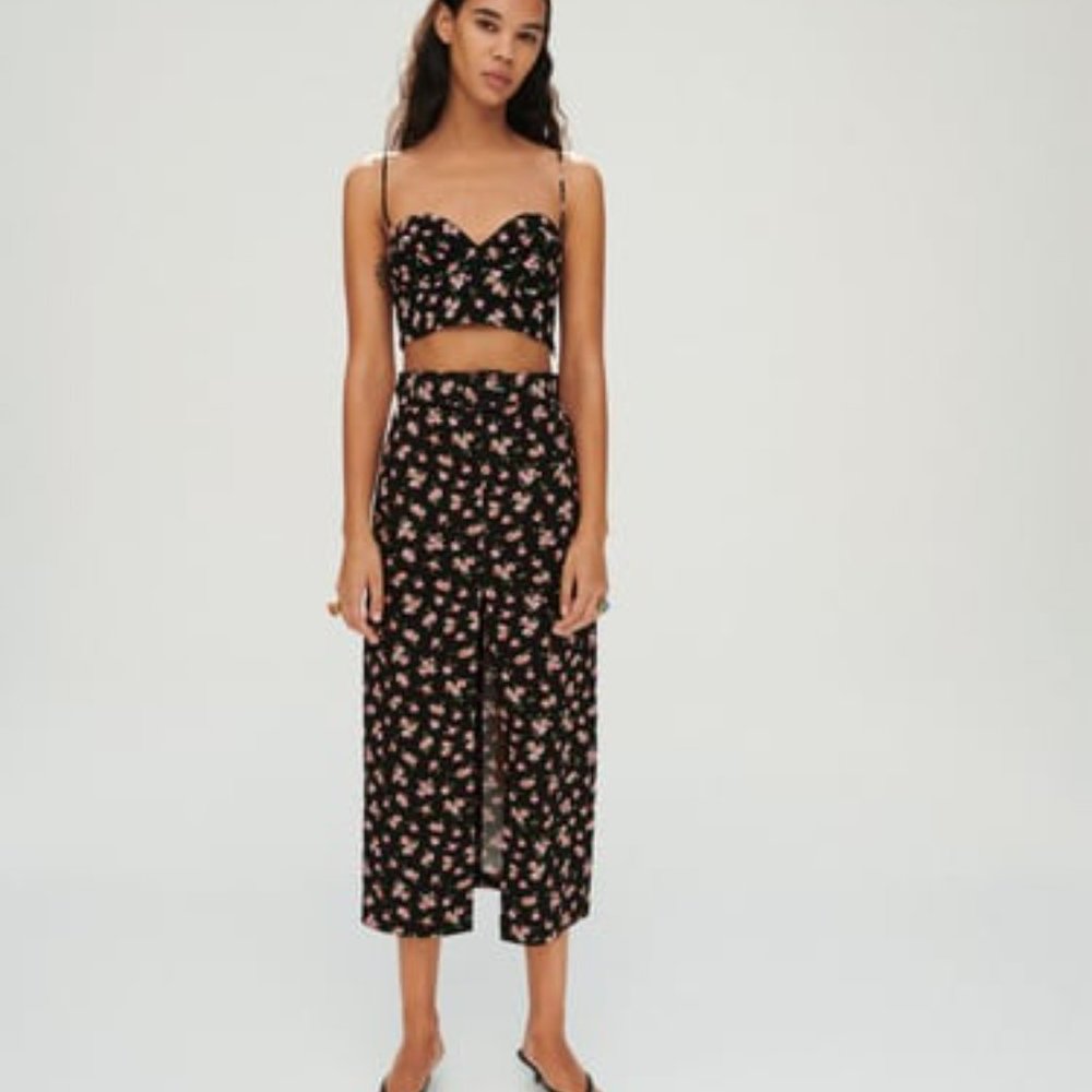 ZARA PRINTED LINEN BLEND SKIRT NWT
